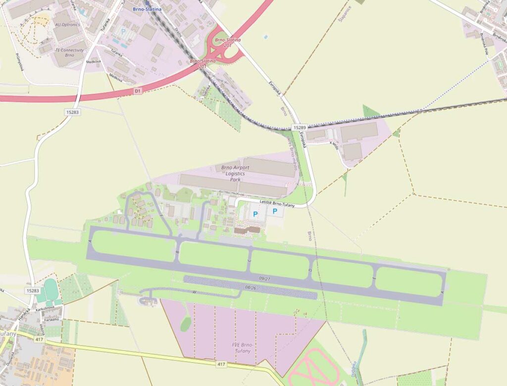 Letiště Brno - mapa