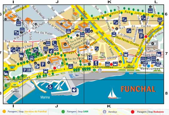 Madeira - mapa Funchalu